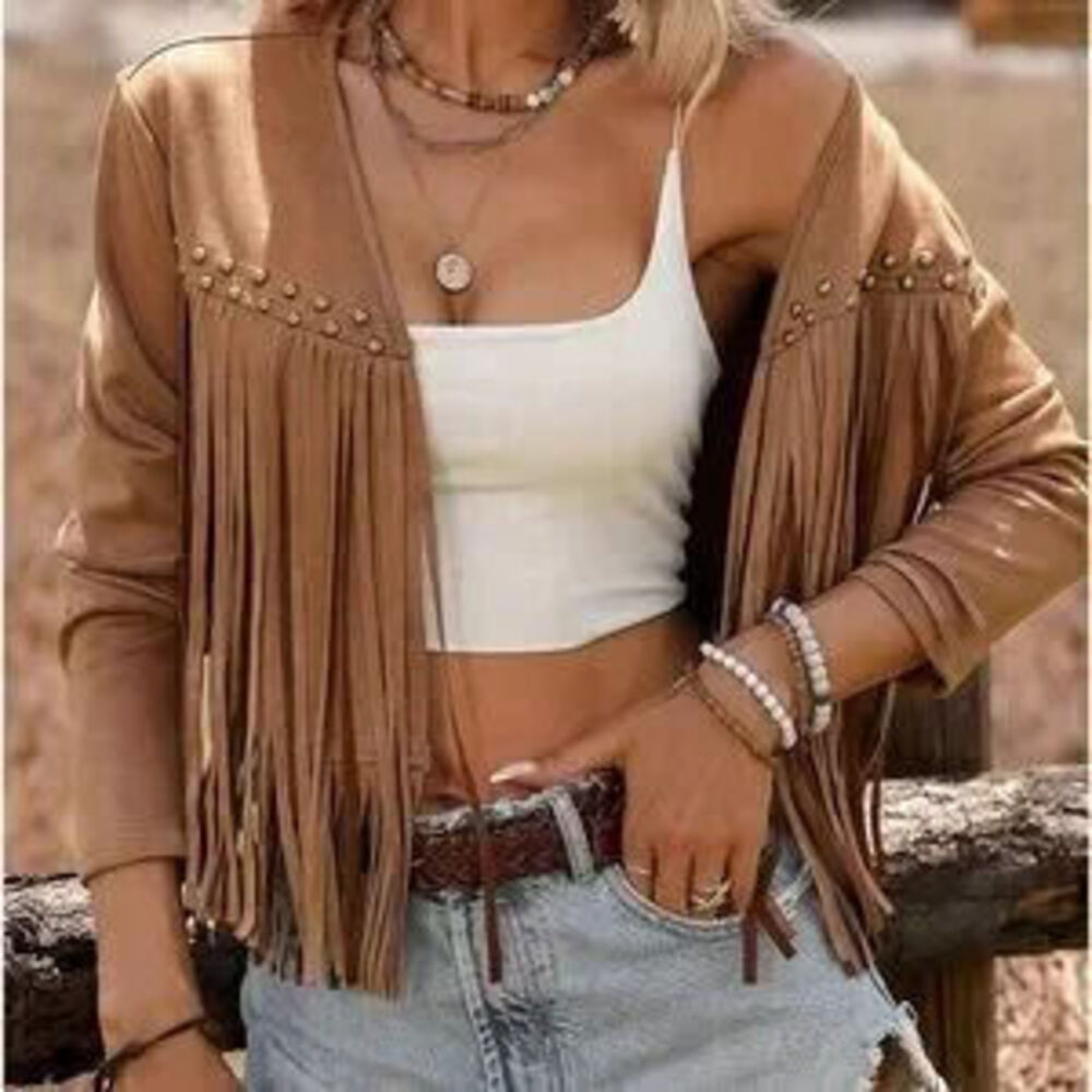 Fringed Tan Jacket suede